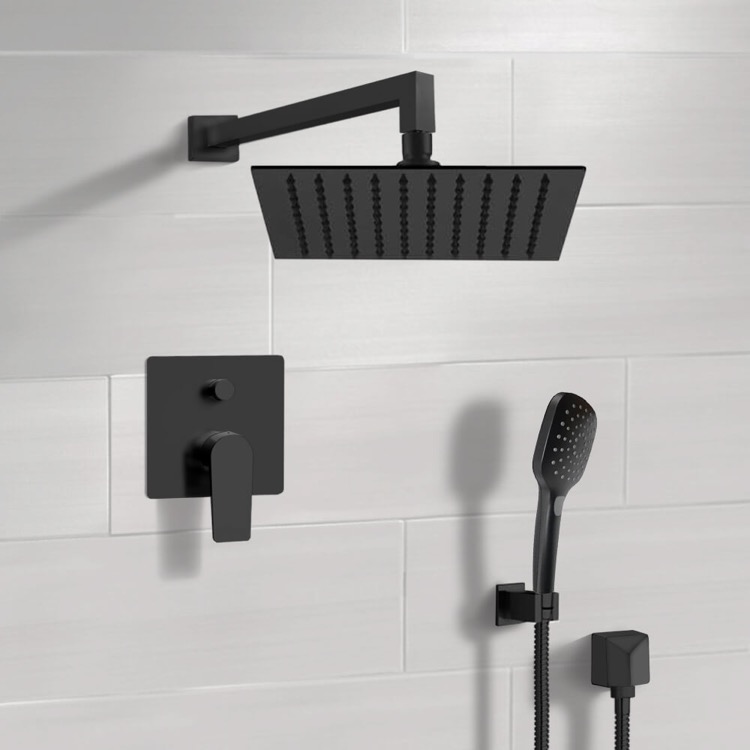 Shower Faucet, Remer SFH55, Matte Black Shower Set With Rain Shower Head and Hand Shower